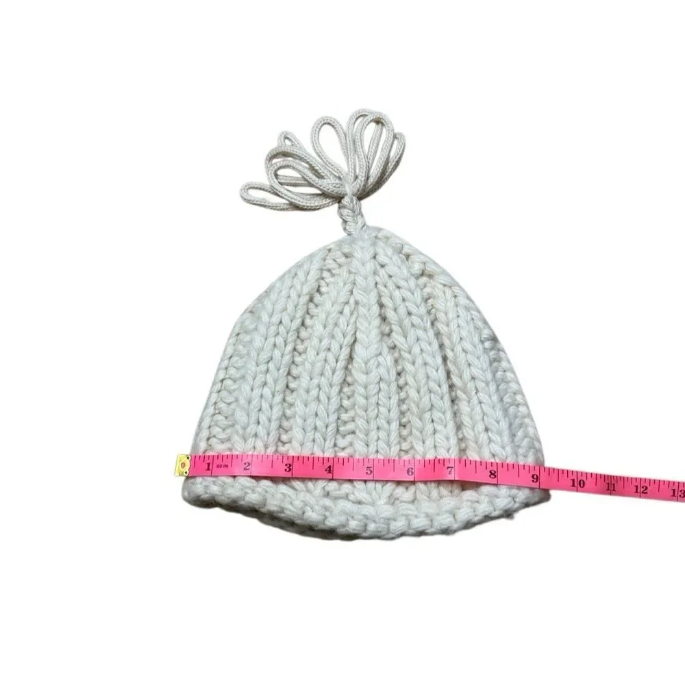 Y2K Vintage Gap Chunky Knot Wool Beanie with too tassel cream S / M